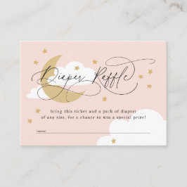 Tarjeta De Recepción Moon and Stars Pink Diaper Raffle Baby Shower