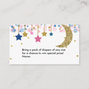 Tarjeta De Recepción Moon Blue Pink Diaper Raffle