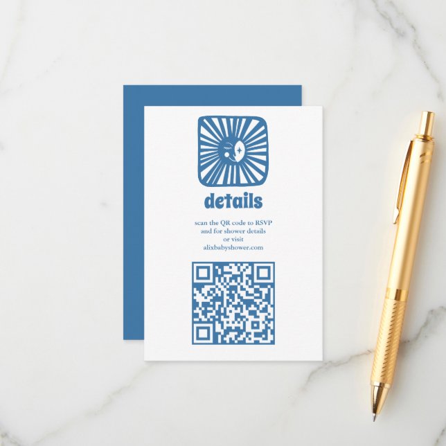 Tarjeta De Recepción Moon Glow Boho Modern Cute Personalizado Baby Show (Anverso/Reverso In Situ)