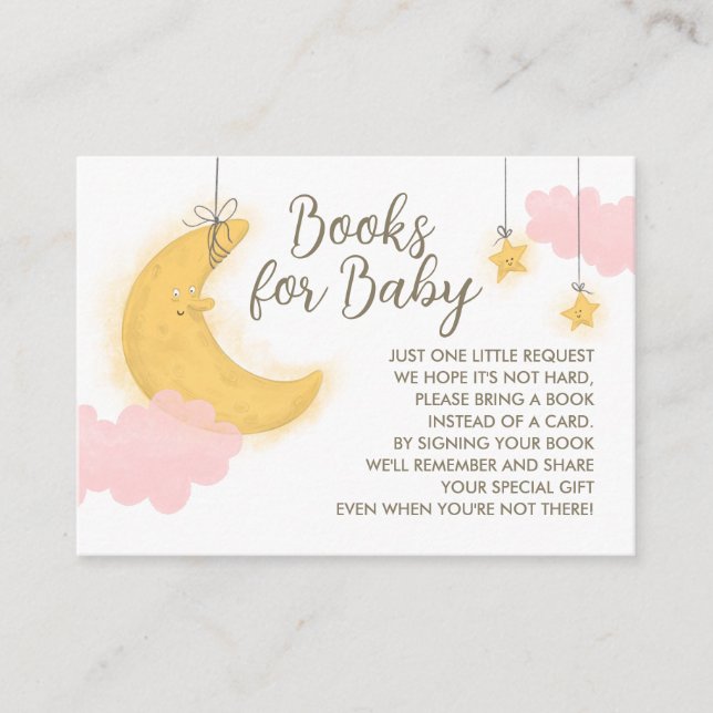 Tarjeta De Recepción Moon Stars Baby Shower Books Enclosure Card (Anverso)