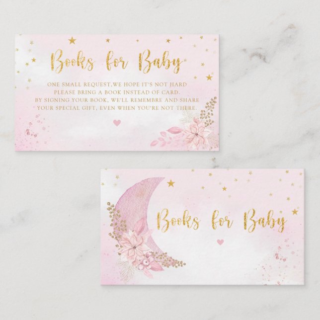 Tarjeta De Recepción Moon Stars Baby Shower Books For Baby Request (Anverso / Reverso)