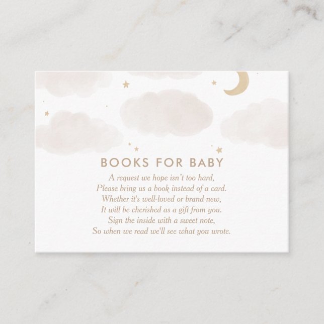 Tarjeta De Recepción Moon Stars Baby Shower Books For Baby Request Encl (Anverso)