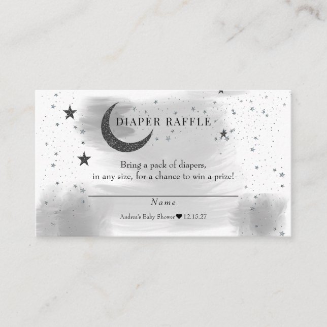 Tarjeta De Recepción Moon Stars Baby Shower Diaper Raffle (Anverso)