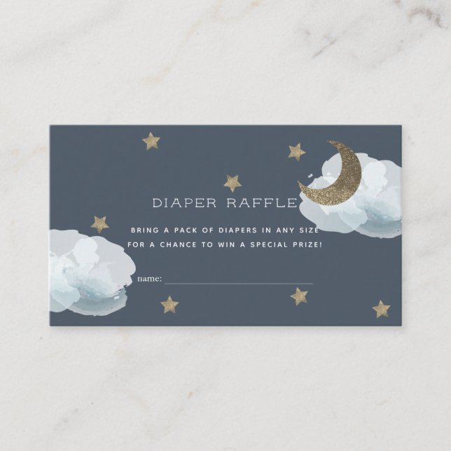 Tarjeta De Recepción Moon Stars nubes Baby Shower Diaper Raffle Ticket (Anverso)