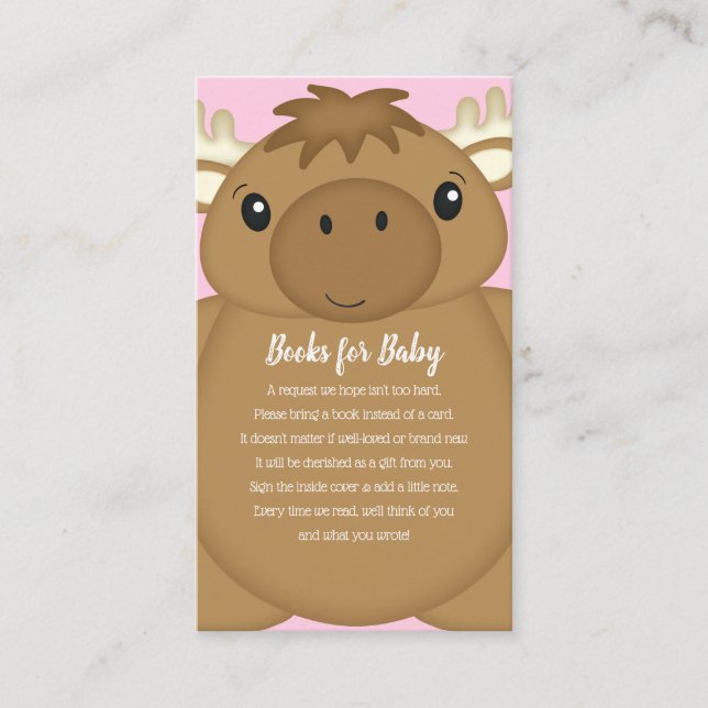 Tarjeta De Recepción Moose Baby Shower Pink (Anverso)