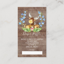 Tarjeta De Recepción Moose Woodland Baby Shower Diaper Raffle Ticket
