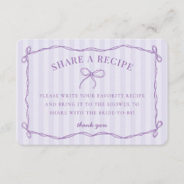 Tarjeta De Recepción Morado Coquette Bow Pastel Bridal Comparte Una Rec