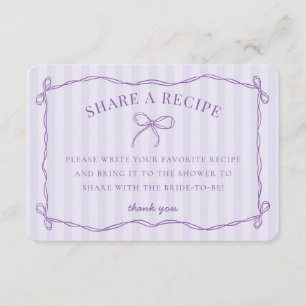 Tarjeta De Recepción Morado Coquette Bow Pastel Bridal Comparte Una Rec