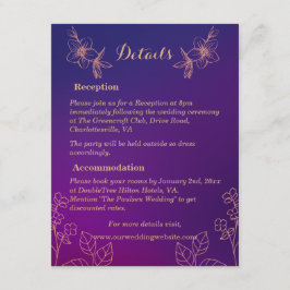 Tarjeta De Recepción Morado de magenta vibrante con Boda floral