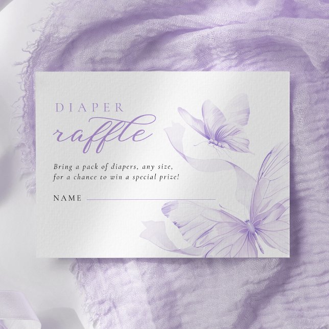 Tarjeta De Recepción Morado mariposa Baby Shower Diaper Raffle (Subido por el creador)