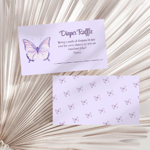 Tarjeta De Recepción Morado mariposa Baby Shower Diaper Raffle