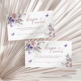 Tarjeta De Recepción Morado mariposa Baby Shower Diaper Raffle