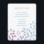 Tarjeta De Recepción Morado moderno   Verde azulado Bat Mitzvah Inserta<br><div class="desc">Personalizado Bat Mitzvah inserte tarjetas de recepción,  direcciones u otra información. Con bonito,  color de agua verde azulado y violeta,  Estrella de David y hojas giratorias del árbol de la vida.</div>