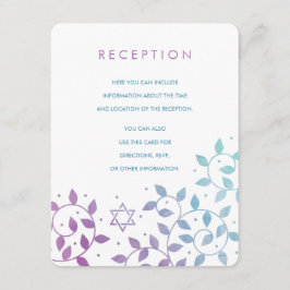 Tarjeta De Recepción Morado moderno + Verde azulado Bat Mitzvah Inserta