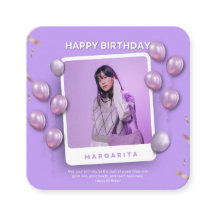 Morado y blanco ilustrativo Feliz Cumpleaños Insta