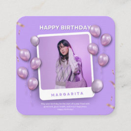 Tarjeta De Recepción Morado y blanco ilustrativo Feliz Cumpleaños Insta