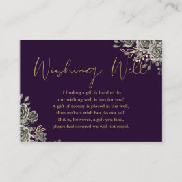 Tarjeta De Recepción Morado Y Oro Gótico Floral Deseando Bien Boda