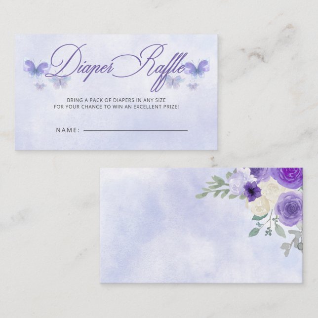 Tarjeta De Recepción Morple Butterflies Baby Shower Diaper Raffle (Anverso / Reverso)