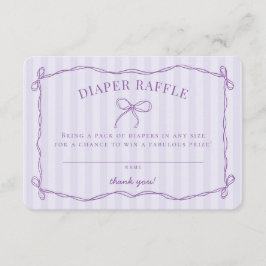 Tarjeta De Recepción Morple Coquette Bow Baby Shower Diaper Raffle