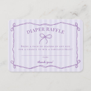 Tarjeta De Recepción Morple Coquette Bow Baby Shower Diaper Raffle