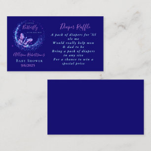 Tarjeta De Recepción Morple Sparkle Butterfly Baby Shower Diaper Raffle