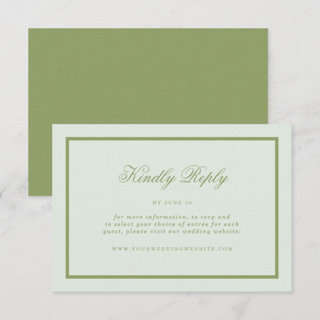 Tarjeta De Recepción Moss Green Estate Online RSVP Card (Anverso / Reverso)
