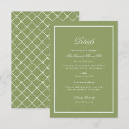 Tarjeta De Recepción Moss Green Estate Wedding Details Card