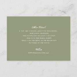 Tarjeta De Recepción Moss Green Formal Classic Elegante Boda