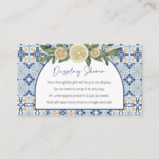 Tarjeta De Recepción Mostrar Baby Shower, mini tema italiano sin envolt