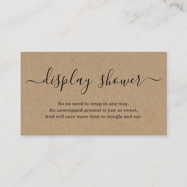 Tarjeta De Recepción Mostrar el inserto de ducha para el Kraft rústico  (Anverso)