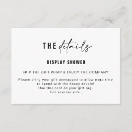 Tarjeta De Recepción Mostrar etiqueta de inserción y regalo de ducha | 