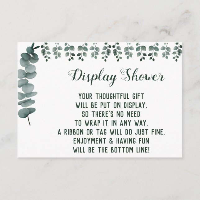 Tarjeta De Recepción Mostrar la boda nupcial ducha vegetación Eucalyptu (Anverso)