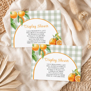 Tarjeta De Recepción Mostrar naranjas de ducha verde salvia a cuadros