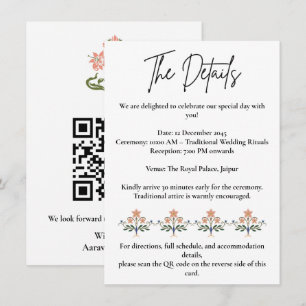 Tarjeta De Recepción Motivo Floral Mogol Detalles de Boda India