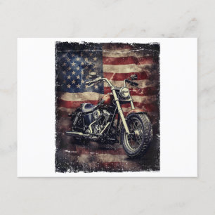 Tarjeta De Recepción Motocicleta vintage bandera estadounidense retro c