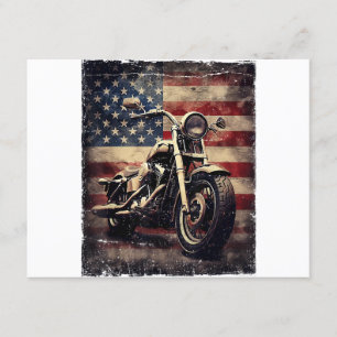 Tarjeta De Recepción Motocicleta vintage bandera estadounidense retro c