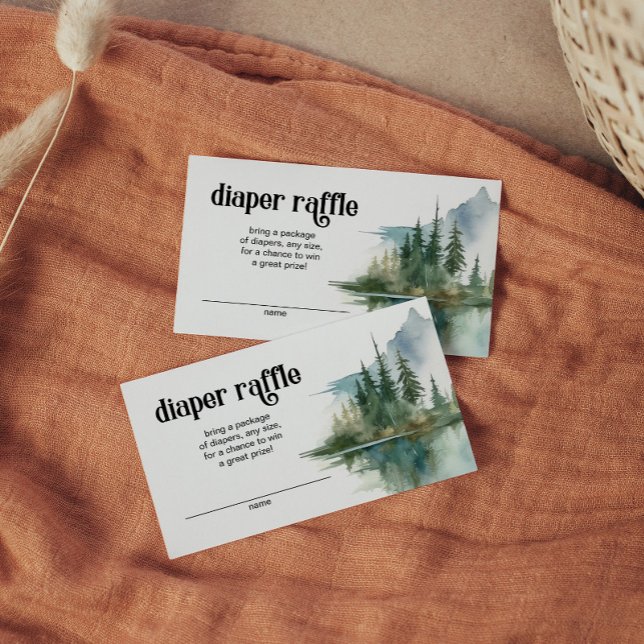Tarjeta De Recepción Mountain Adventure Forest Greenery Diaper Raffle (Subido por el creador)