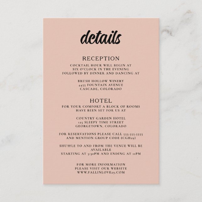 Tarjeta De Recepción Mountain Lake Wedding (Anverso)