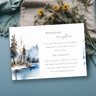 Tarjeta De Recepción Mountain Lake Winter Landscape Wedding Reception