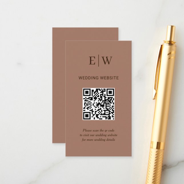 Tarjeta De Recepción Mousse elegante mocha simple con Boda monograma (Anverso/Reverso In Situ)