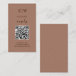 Tarjeta De Recepción Mousse elegante mocha simple con Boda monograma