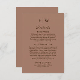 Tarjeta De Recepción Mousse elegante mocha simple con Boda monograma