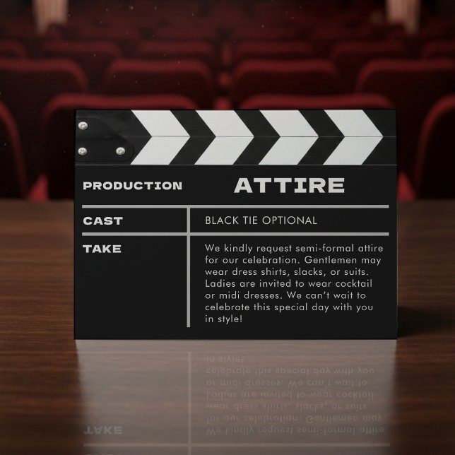 Tarjeta De Recepción Movie Film Clap Board Wedding Attire (Movie Film Clap Board Wedding Attire Enclosure Card
)