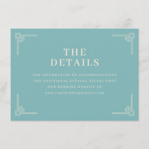 Tarjeta De Recepción Movimientos decorativos minimalistas en azul verde