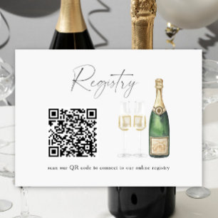 Tarjeta De Recepción Muestra el código QR del champán Registro de la du