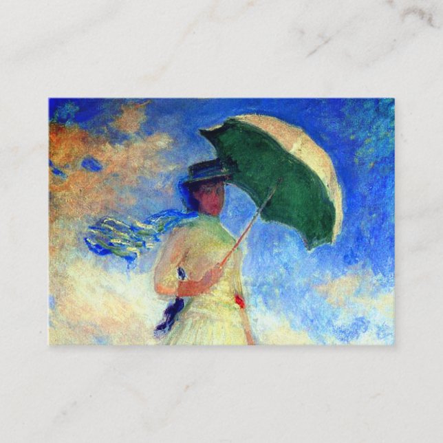 Tarjeta De Recepción Mujer Monet con una sombrilla a la derecha (Anverso)