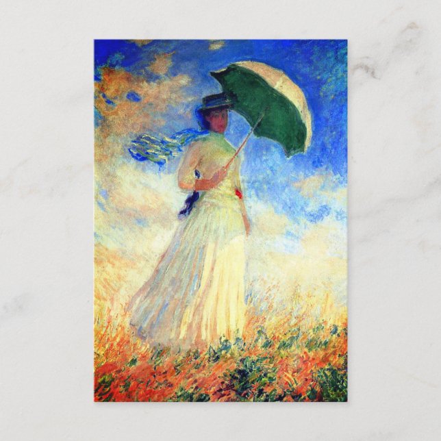 Tarjeta De Recepción Mujer Monet con una sombrilla a la derecha (Anverso)