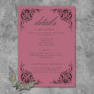 Tarjeta De Recepción Muralla victoriana hasta la muerte Boda negro y vi