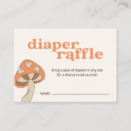 Tarjeta De Recepción Mushroom Diaper Raffle Baby Shower | Naranja marró