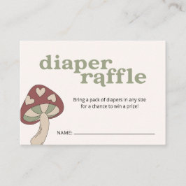 Tarjeta De Recepción Mushroom Diaper Raffle Baby Shower | Sage Green